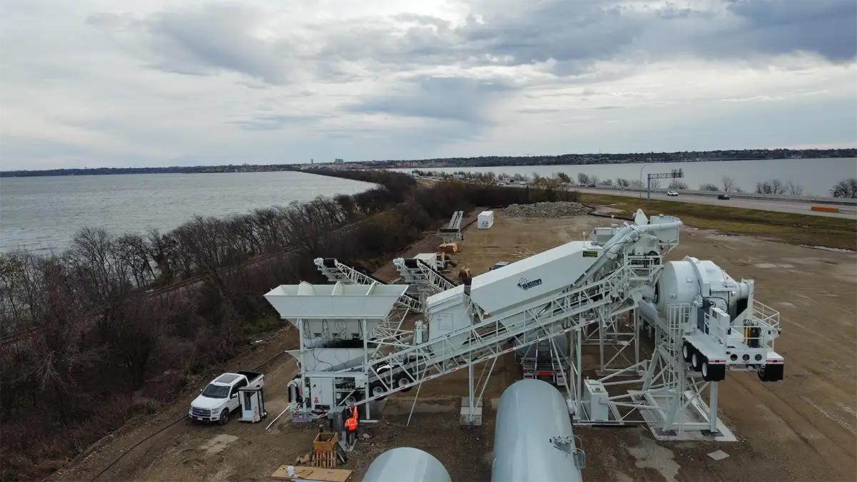 HT Series Batch Plant – TM-12 Tilt Mixer – HCA Silo – Conveyors HT Series Batch Plant - TM-12 Tilt Mixer - HCA Silo - Conveyors